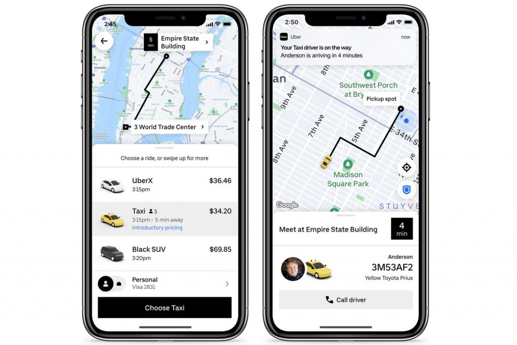 A screenshot of the Uber app interface