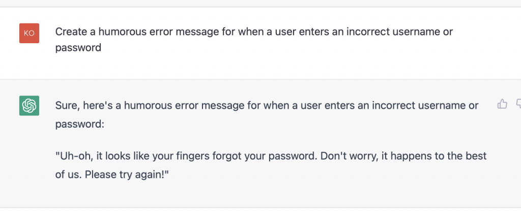 A screenshot of an error message from ChatGPT
