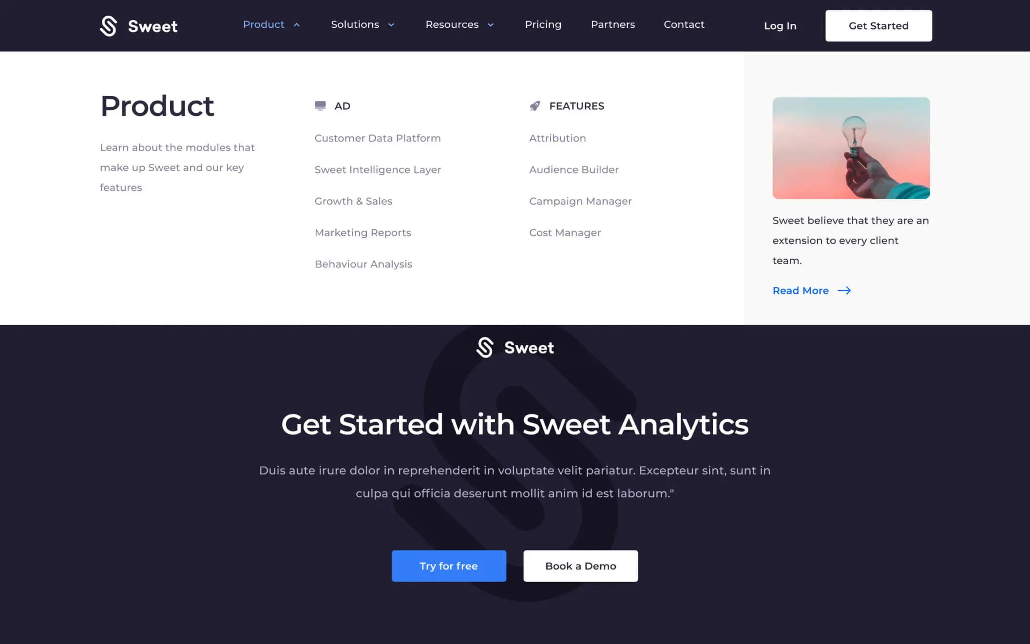 Website redesignfor Sweet Analytics. 26